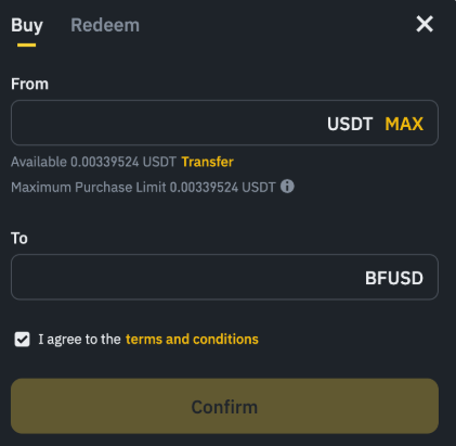 Binance BFUSD Redeem